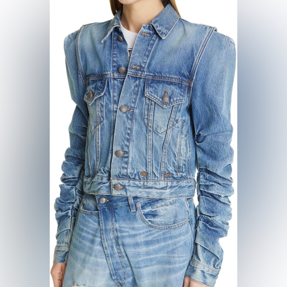 R13 Kelsey Shirred Denim Jacket Size M - Picture 5 of 9